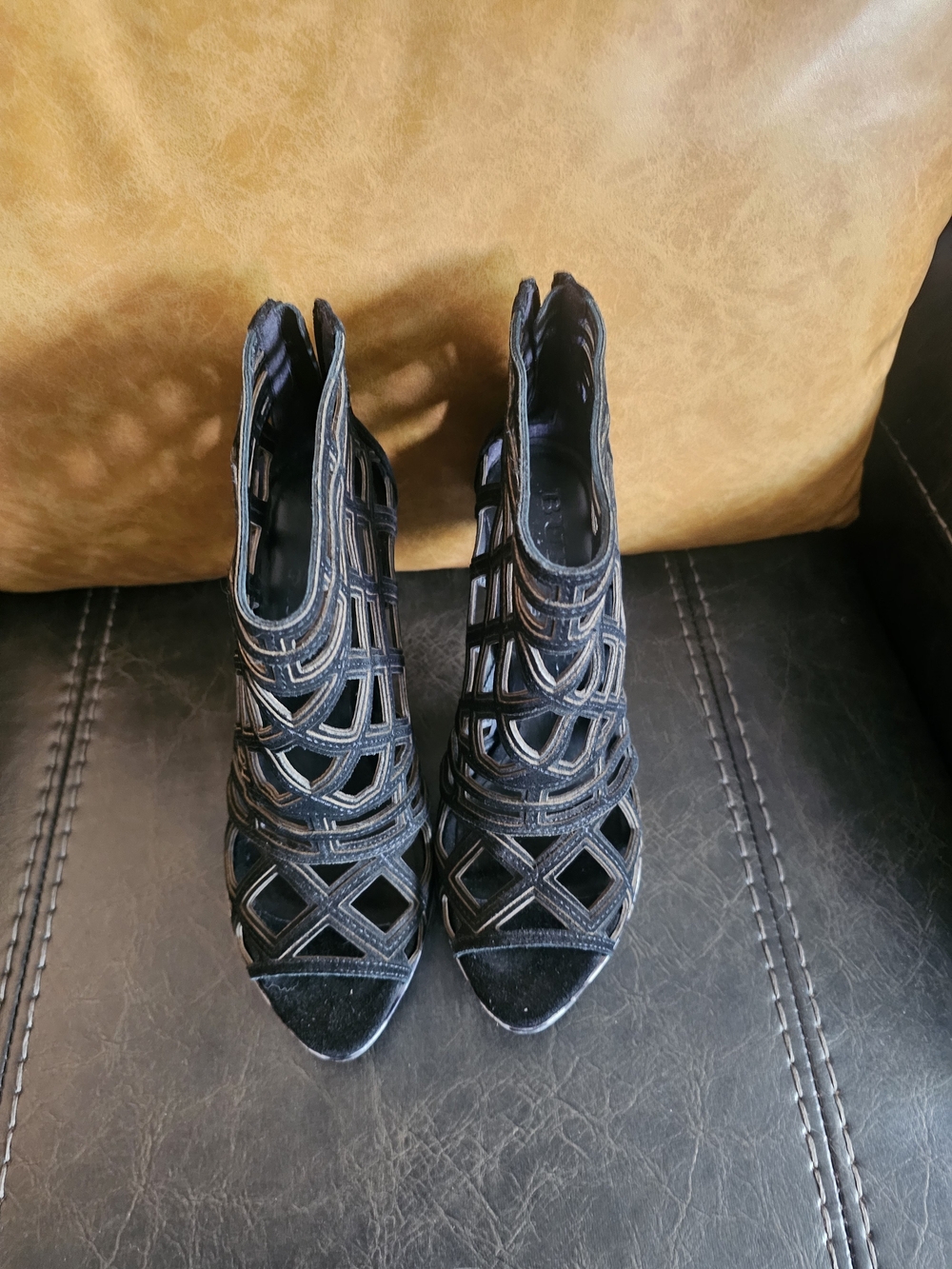 Burberry Black Cutout Strappy High Heel Sandals